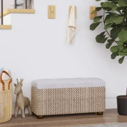 vidaXL Bancos-Bancos con almacenaje con cojín 2 uds enea 69 cm