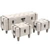 vidaXL Bancos de almacenamiento 3 piezas madera y acero 112x37x45 cm New