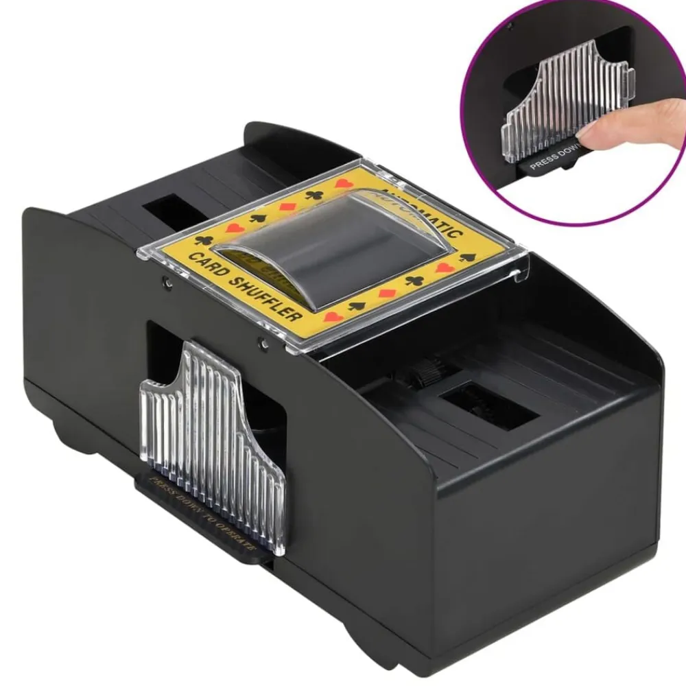 vidaXL Barajador de cartas automático negro 2 barajas