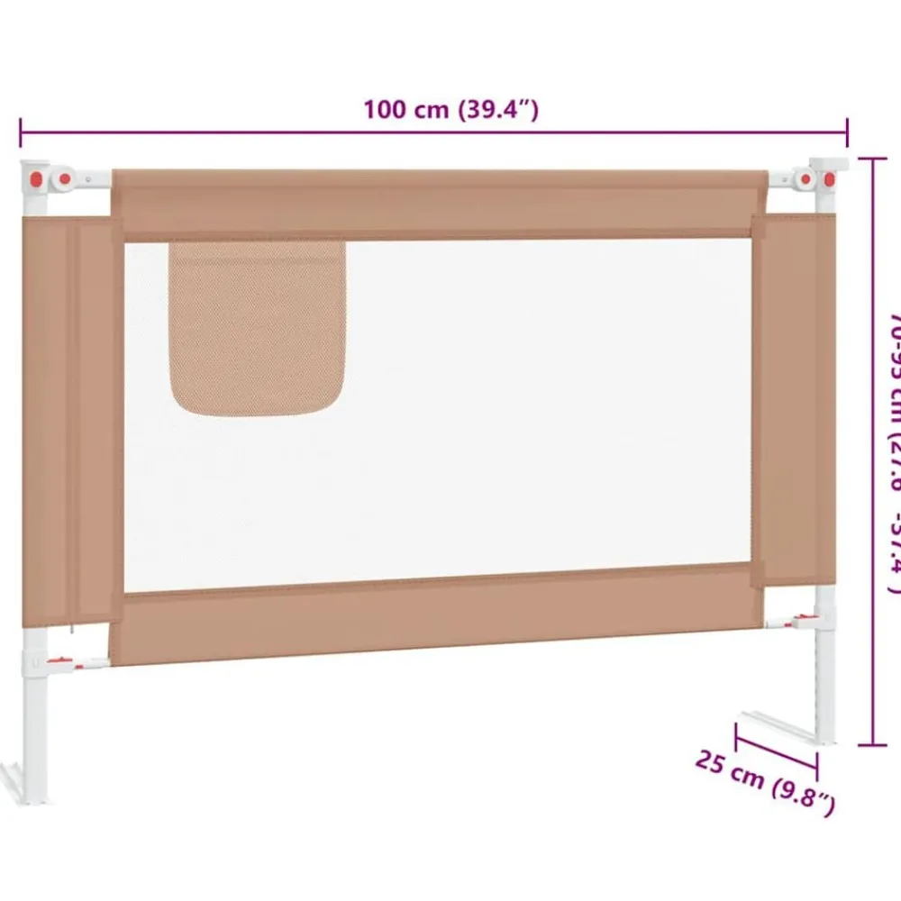 vidaXL Barandilla de seguridad cama de niño taupe tela 100x25 cm Taupé New