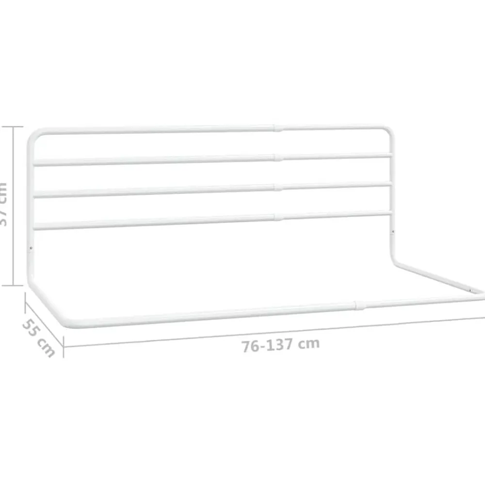 Niños vidaXL Protección Para El Bebé-Barandilla de seguridad cama niño blanco hierro (76-137)x55 cm