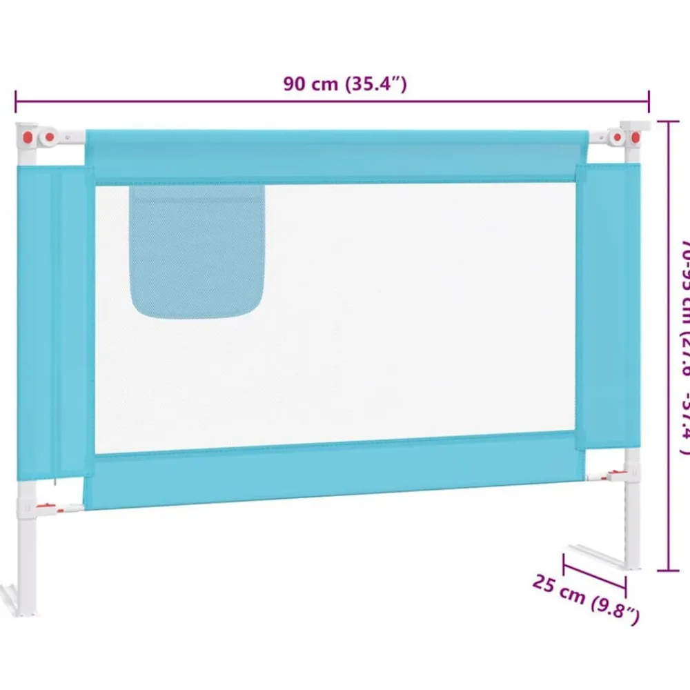 vidaXL Barandilla de seguridad cama de niño tela 90x25 cm Azul Clearance