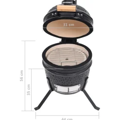 vidaXL Barbacoa 2 en 1 ahumadora Kamado de cerámica 56 cm Negro Sale