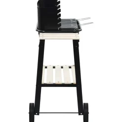vidaXL Barbacoa de carbón con ruedas white shelf Clearance