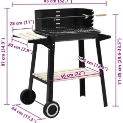 vidaXL Barbacoa de carbón con ruedas white shelf Clearance