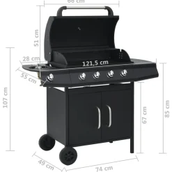 vidaXL Cocina Y Comedor-Barbacoa grill de gas 4+1 quemadores