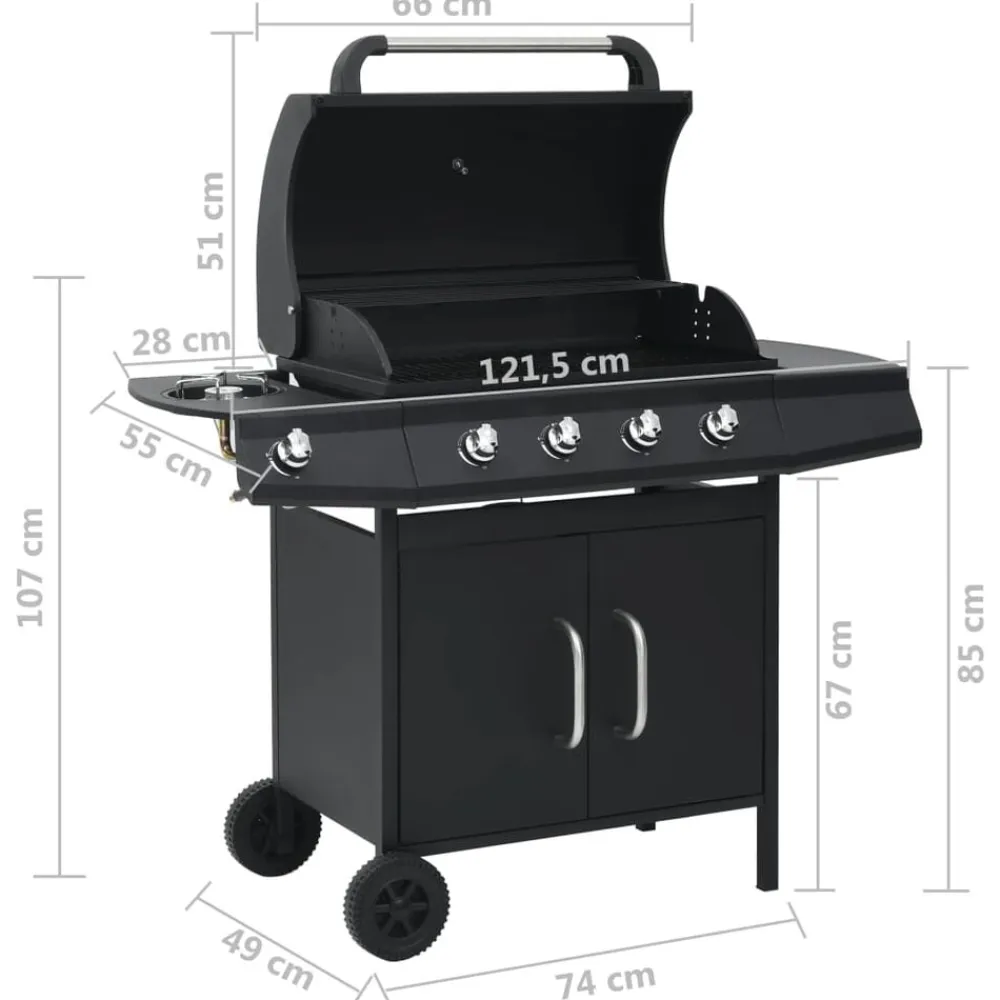 vidaXL Cocina Y Comedor-Barbacoa grill de gas 4+1 quemadores