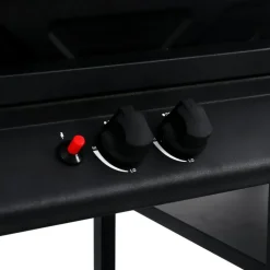 vidaXL Barbacoa portátil de gas con mesita de 3 estantes Negro Sale