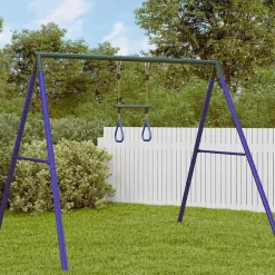 vidaXL Barra trapecio con anillas de gimnasia niños acero azul y verde Clearance