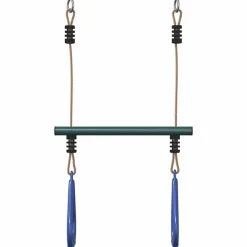 vidaXL Barra trapecio con anillas de gimnasia niños acero azul y verde Clearance