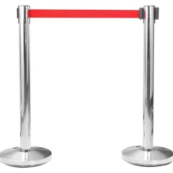 vidaXL Barrera de cinta tipo aeropuerto con soportes acero Plateado New