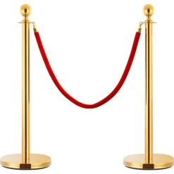vidaXL Barrera portátil colas VIP 3 pzas acero inoxidable Dorado Sale