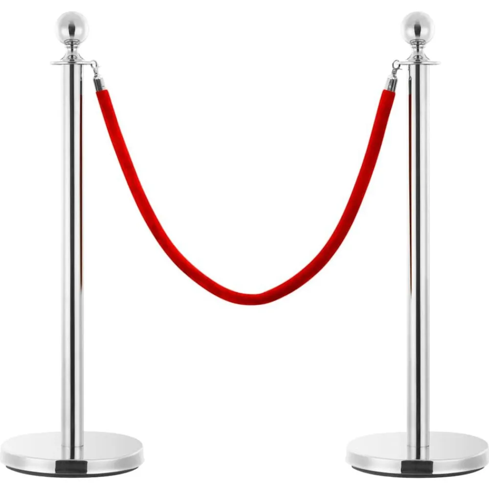 vidaXL Barrera portátil de colas VIP 3 pzas acero inoxidable Plateado