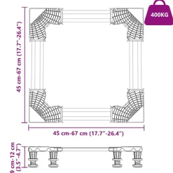 vidaXL Accesorios Para Electrodomésticos-Base para lavadora Manual Gris 67 x 67 x 12 cm Acero inoxidable