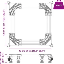 vidaXL Accesorios Para Electrodomésticos-Base para lavadora Manual Gris 67 x 67 x 12 cm Acero inoxidable