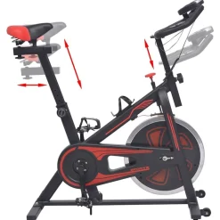 vidaXL Bicicleta estática con sensores de pulso negra y roja Negro Sale