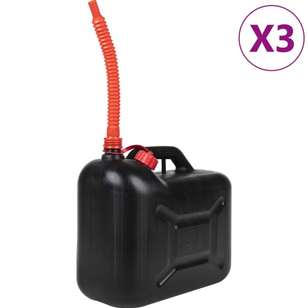 vidaXL Piezas Y Accesorios Para Vehículos-Bidón de combustible boquilla flexible 3 ud plástico negro 20 l