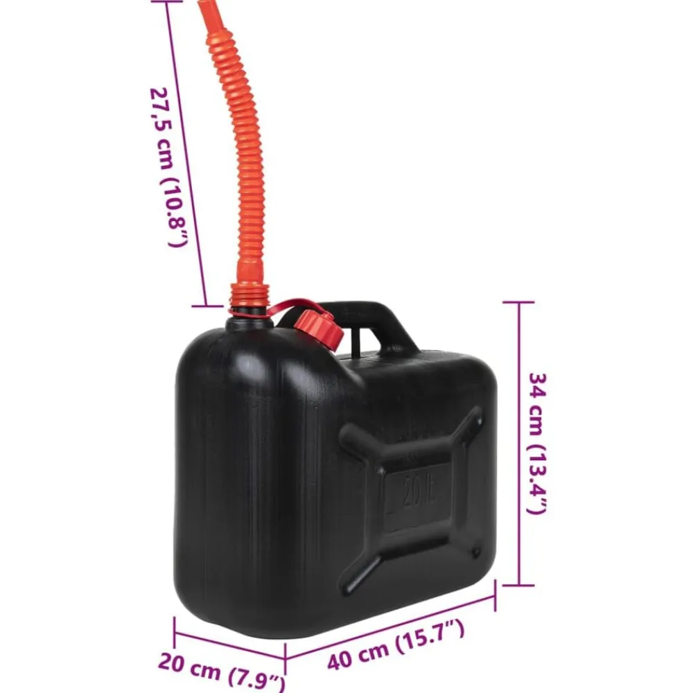 vidaXL Piezas Y Accesorios Para Vehículos-Bidón de combustible boquilla flexible 3 ud plástico negro 20 l