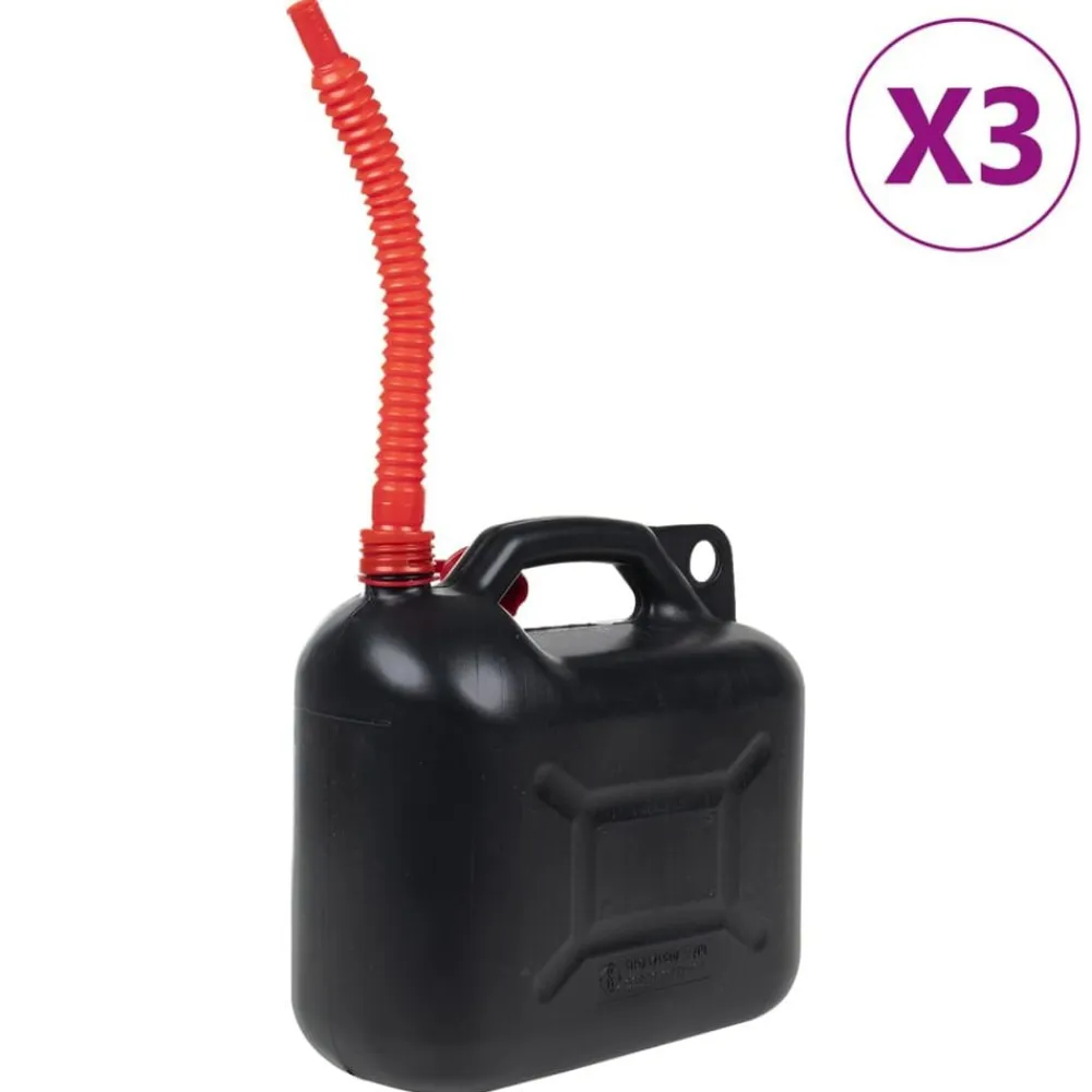 vidaXL Piezas Y Accesorios Para Vehículos-Bidón de combustible boquilla flexible 3 ud plástico negro 10 l