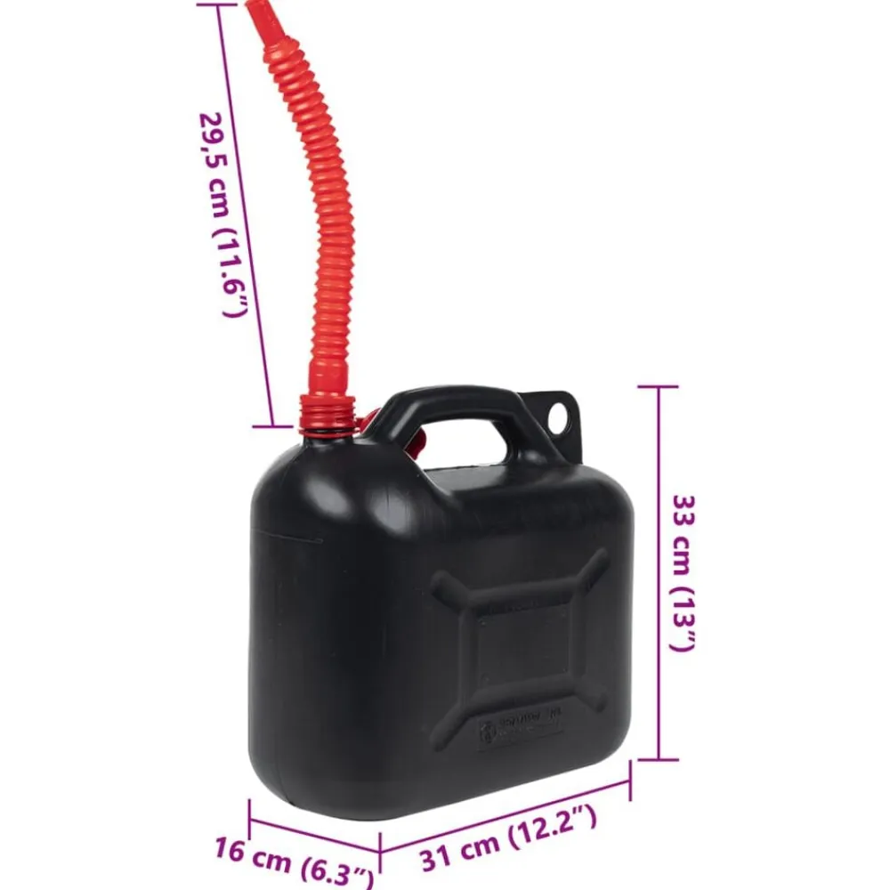 vidaXL Piezas Y Accesorios Para Vehículos-Bidón de combustible boquilla flexible 3 ud plástico negro 10 l