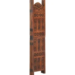 vidaXL Divisores De Ambientes-Biombo 4 paneles tallado a mano madera mango marrón 160x165 cm