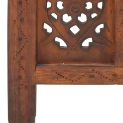 vidaXL Divisores De Ambientes-Biombo 4 paneles tallado a mano madera mango marrón 160x165 cm