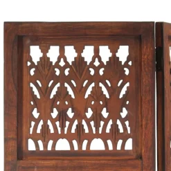 vidaXL Biombo 3 paneles tallado a mano madera mango marrón 120x165 cm Marr&oacute;n Online