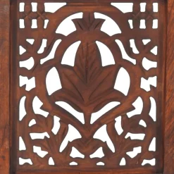 vidaXL Biombo 3 paneles tallado a mano madera mango marrón 120x165 cm Marr&oacute;n Online