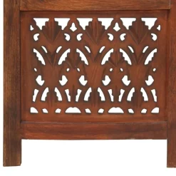 vidaXL Biombo 3 paneles tallado a mano madera mango marrón 120x165 cm Marr&oacute;n Online
