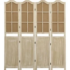 vidaXL Biombo de 4 paneles tela marrón 140x165 cm Outlet