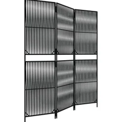 vidaXL Biombo de 3 paneles ratán sintético Negro New