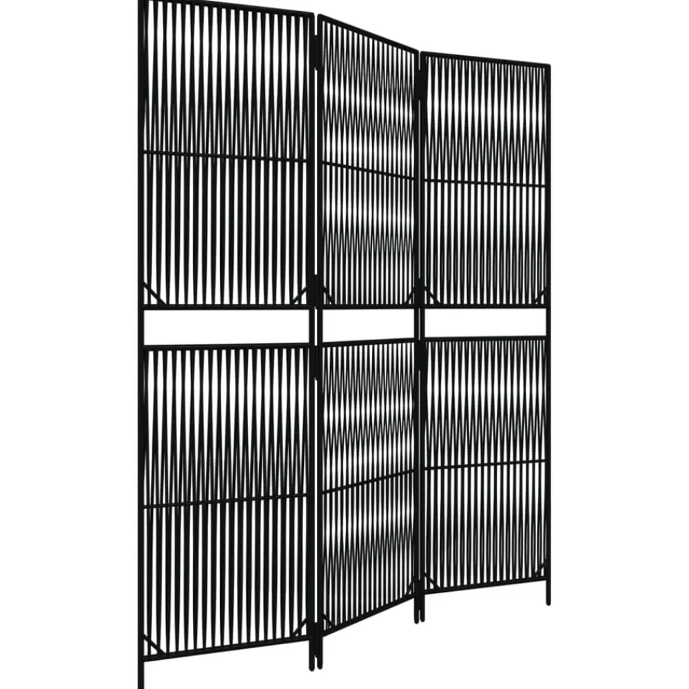 vidaXL Biombo de 3 paneles ratán sintético Negro New