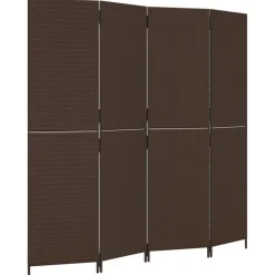 vidaXL Biombo de 4 paneles ratán sintético marrón Marr&oacute;n Clearance