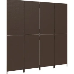vidaXL Biombo de 4 paneles ratán sintético marrón Marr&oacute;n Clearance