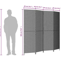 vidaXL Biombo de 4 paneles ratán sintético marrón Marr&oacute;n Clearance
