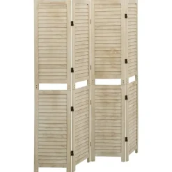 vidaXL Biombo de 4 paneles de madera maciza de paulownia 140x165 cm Discount