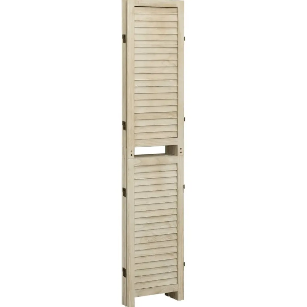 vidaXL Biombo de 4 paneles de madera maciza de paulownia 140x165 cm Discount
