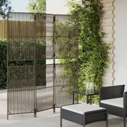 vidaXL Biombo de 3 paneles ratán sintético Gris Outlet