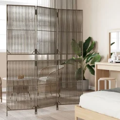 vidaXL Biombo de 3 paneles ratán sintético Gris Outlet