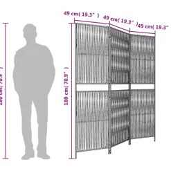 vidaXL Biombo de 3 paneles ratán sintético Gris Outlet