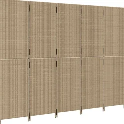 vidaXL Biombo de 5 paneles ratán sintético Beige Sale