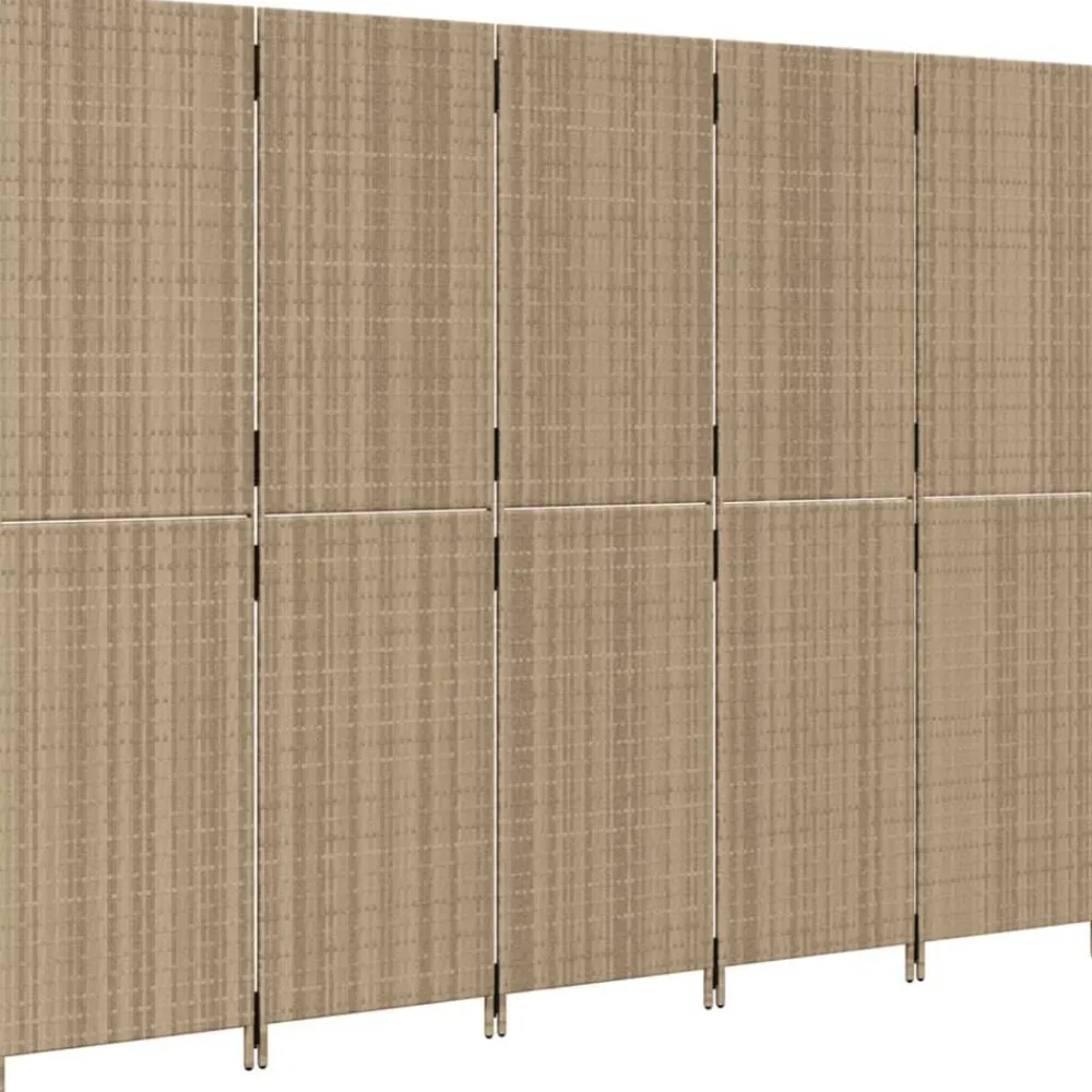 vidaXL Biombo de 5 paneles ratán sintético Beige Sale