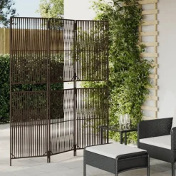 vidaXL Biombo de 3 paneles ratán sintético marrón Marr&oacute;n