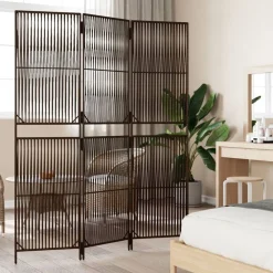 vidaXL Biombo de 3 paneles ratán sintético marrón Marr&oacute;n