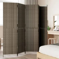 vidaXL Biombo de 5 paneles ratán sintético Gris Discount