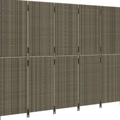 vidaXL Biombo de 5 paneles ratán sintético Gris Discount