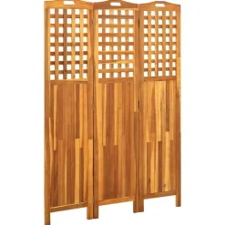 vidaXL Biombo de 3 paneles madera maciza de acacia 121x2x170 cm Discount