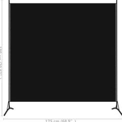 vidaXL Biombo de tela 175x180 cm Negro Clearance
