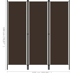 vidaXL Divisores De Ambientes-Biombo divisor de 3 paneles marrón 150x180 cm