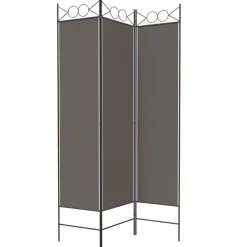vidaXL Biombo divisor de 3 paneles de tela gris 120x200 cm Antracita